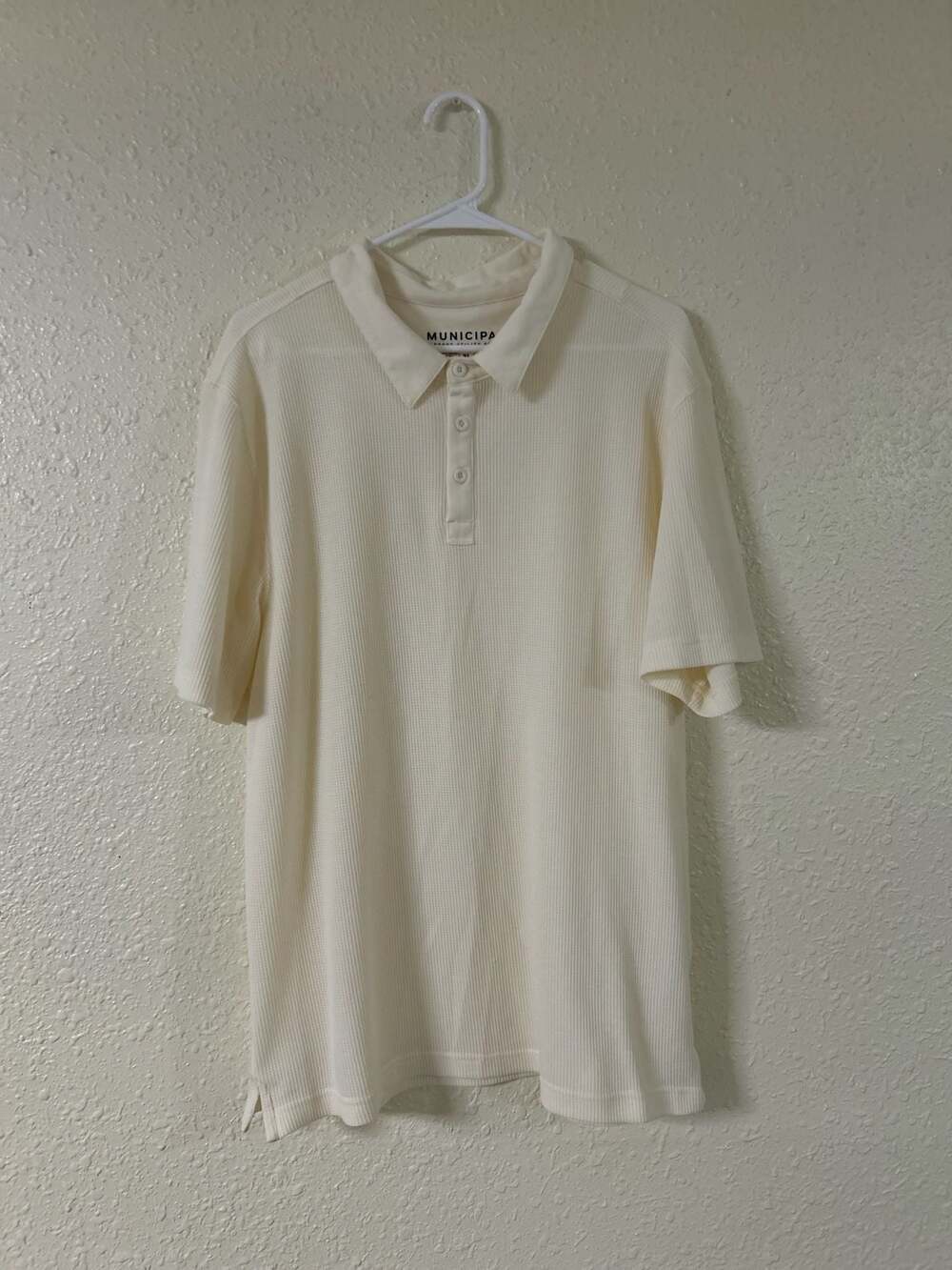 MUNICIPAL Sport Utility Gear Men's Waffle Knit Shirt Cream Size XL
